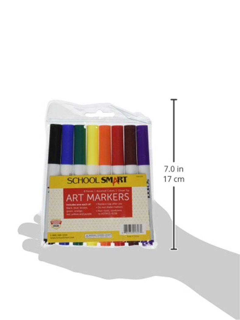 School Smart Chisel Tip Art Markers Set - Assorted Colors, Pack of 8 - Image 3